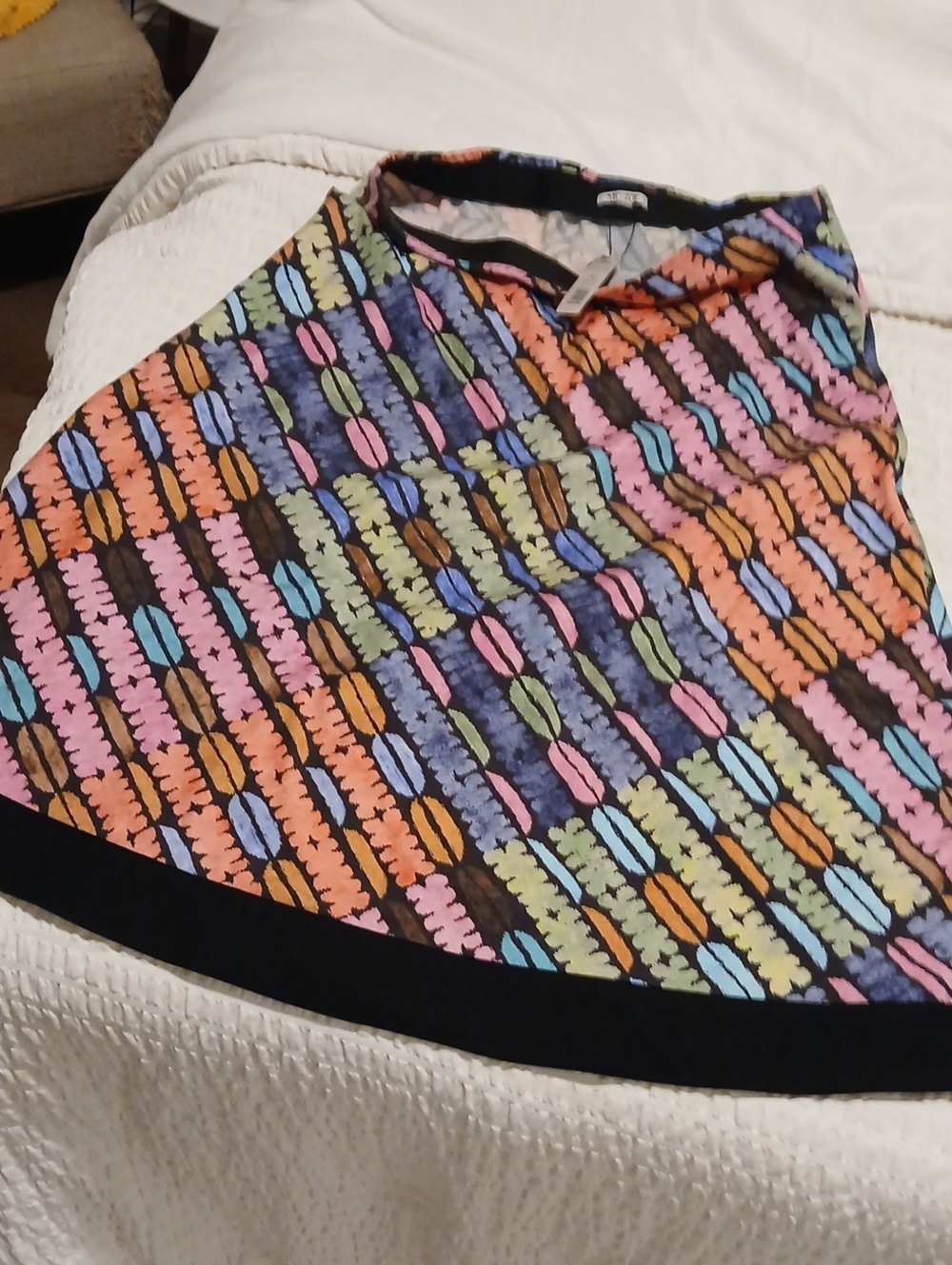 NIC+ZOE Multicolor Patterned A-Line Skirt with Black Trim